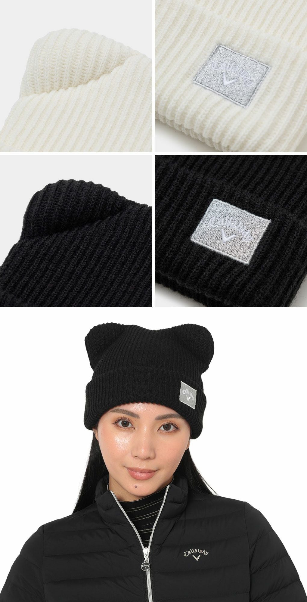 キャロウェイクマ耳付きビーニーC25291217レディースゴルフキャップ帽子2025秋冬モデル日本正規品