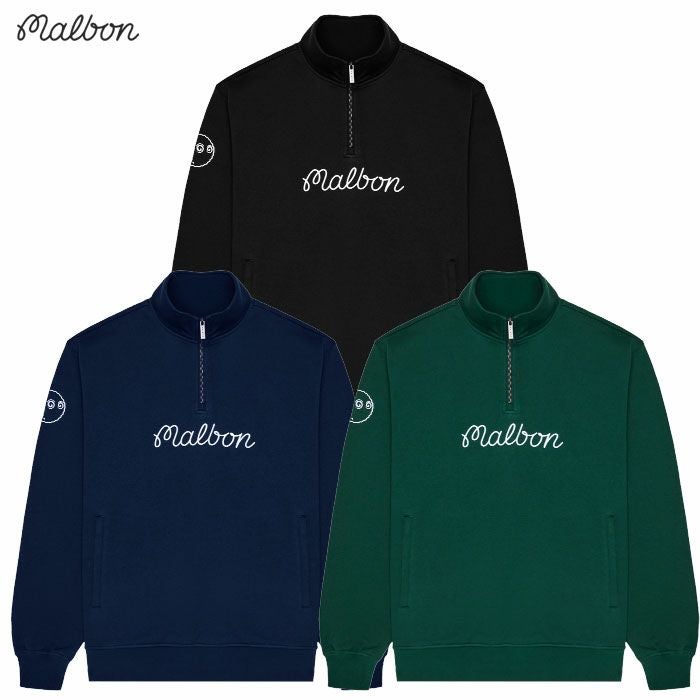 即日発送新品ゴルフ MALBON GOLF 長袖ハーフジップスウェット XXL Malbon Golf（マルボンゴルフ） マルボンゴルフウェア スウェット