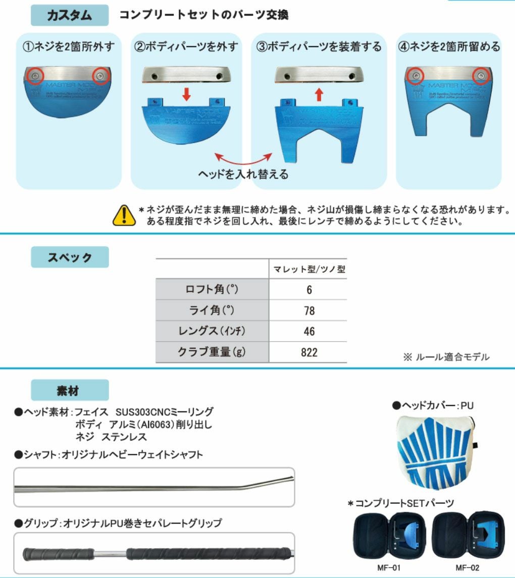 LynxリンクスマスターモデルMF長尺パターMF-01 (マレット型)MF-02 (ツノ型)46インチゴルフクラブ日本正規品
