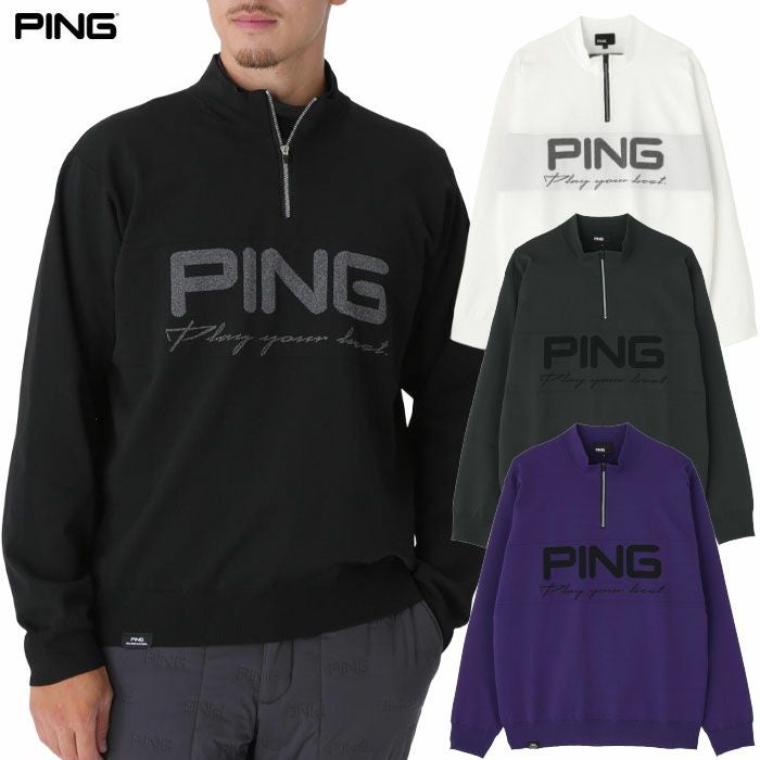 ピンPINGハーフジップハイネックジャガードニット621-5275900長袖メンズゴルフウェア2025秋冬モデル日本正規品