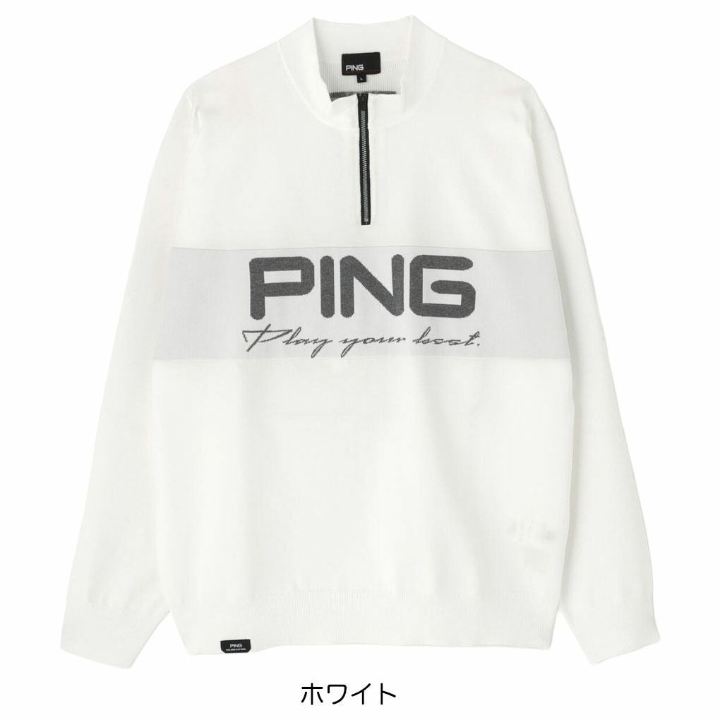 ピンPINGハーフジップハイネックジャガードニット621-5275900長袖メンズゴルフウェア2025秋冬モデル日本正規品