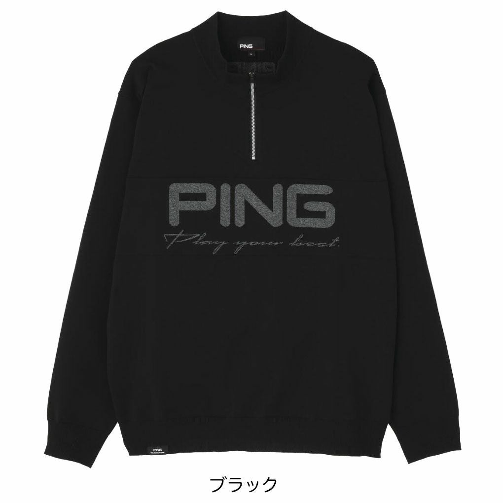 ピンPINGハーフジップハイネックジャガードニット621-5275900長袖メンズゴルフウェア2025秋冬モデル日本正規品