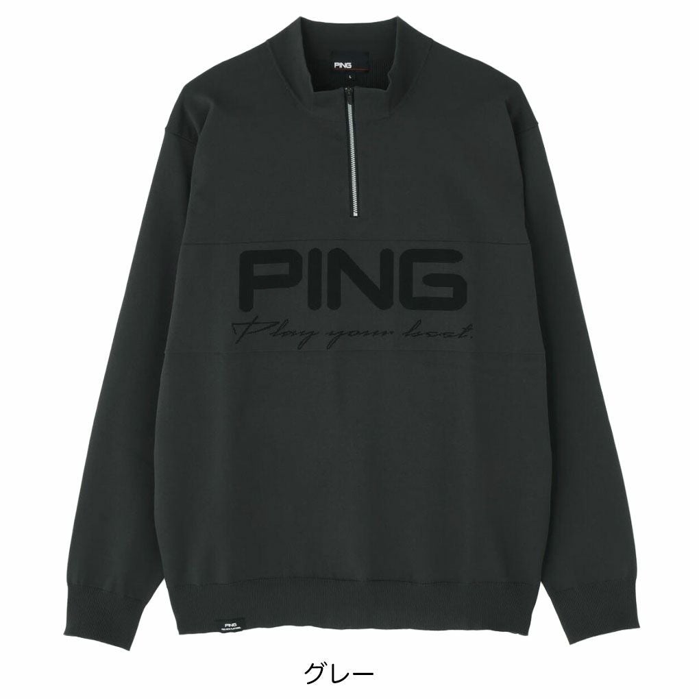 ピンPINGハーフジップハイネックジャガードニット621-5275900長袖メンズゴルフウェア2025秋冬モデル日本正規品