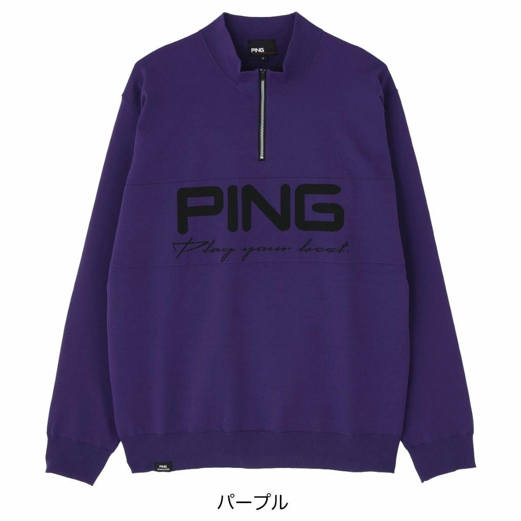ピンPINGハーフジップハイネックジャガードニット621-5275900長袖メンズゴルフウェア2025秋冬モデル日本正規品