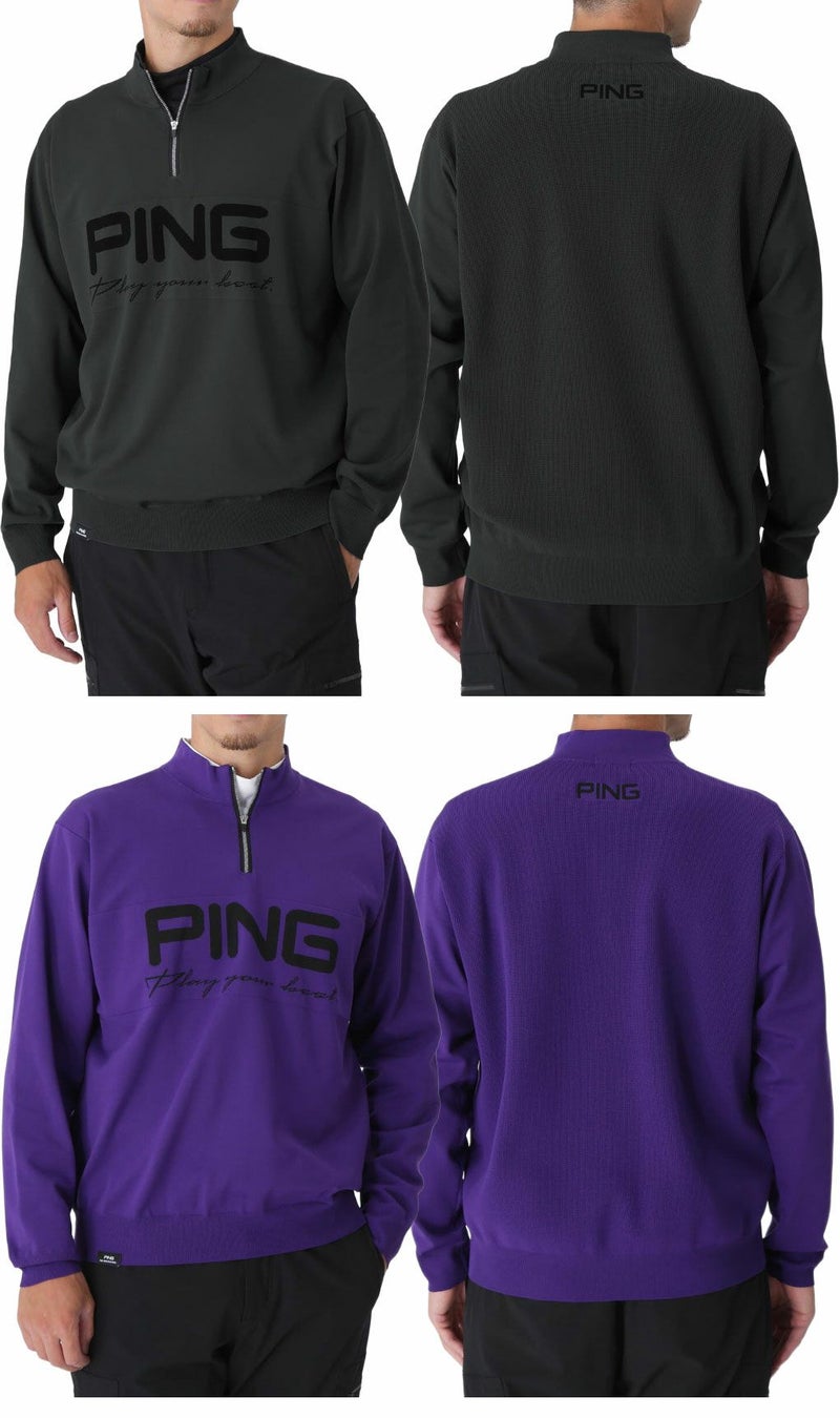 ピンPINGハーフジップハイネックジャガードニット621-5275900長袖メンズゴルフウェア2025秋冬モデル日本正規品