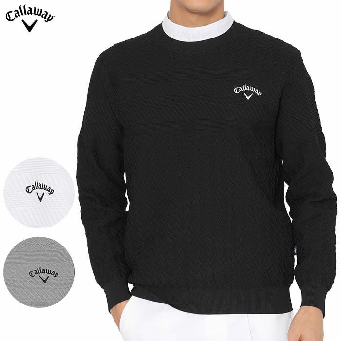 キャロウェイガーター編みクルーネックニットC25218100長袖メンズゴルフウェア2025秋冬モデルCallaway日本正規品