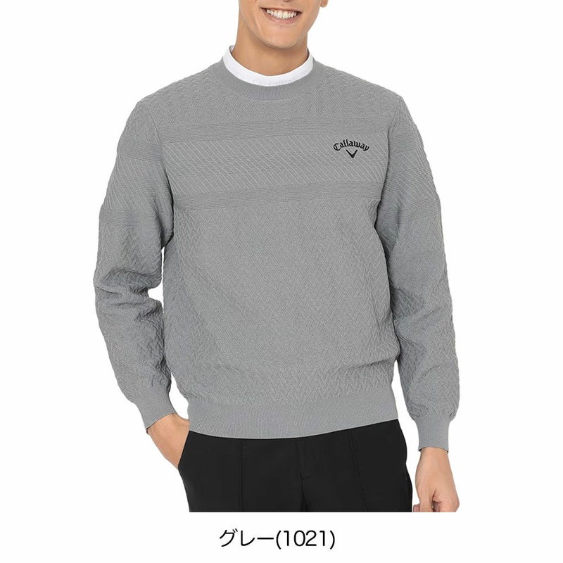 キャロウェイガーター編みクルーネックニットC25218100長袖メンズゴルフウェア2025秋冬モデルCallaway日本正規品