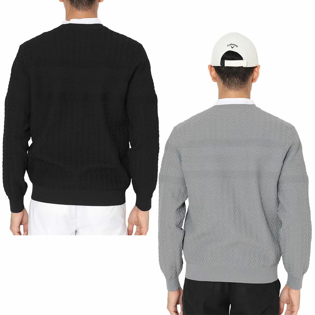キャロウェイガーター編みクルーネックニットC25218100長袖メンズゴルフウェア2025秋冬モデルCallaway日本正規品