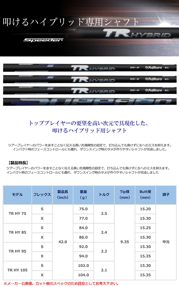 スリーブ装着 フジクラ スピーダーTR ハイブリッド ユーティリティ用