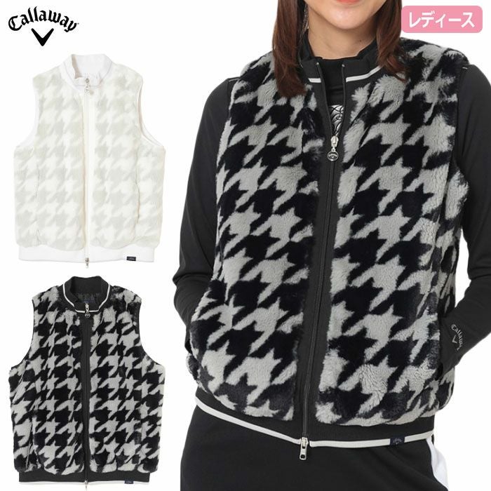 キャロウェイ千鳥プリントファーベストC25216203レディースゴルフウェア2025秋冬モデルCallaway日本正規品