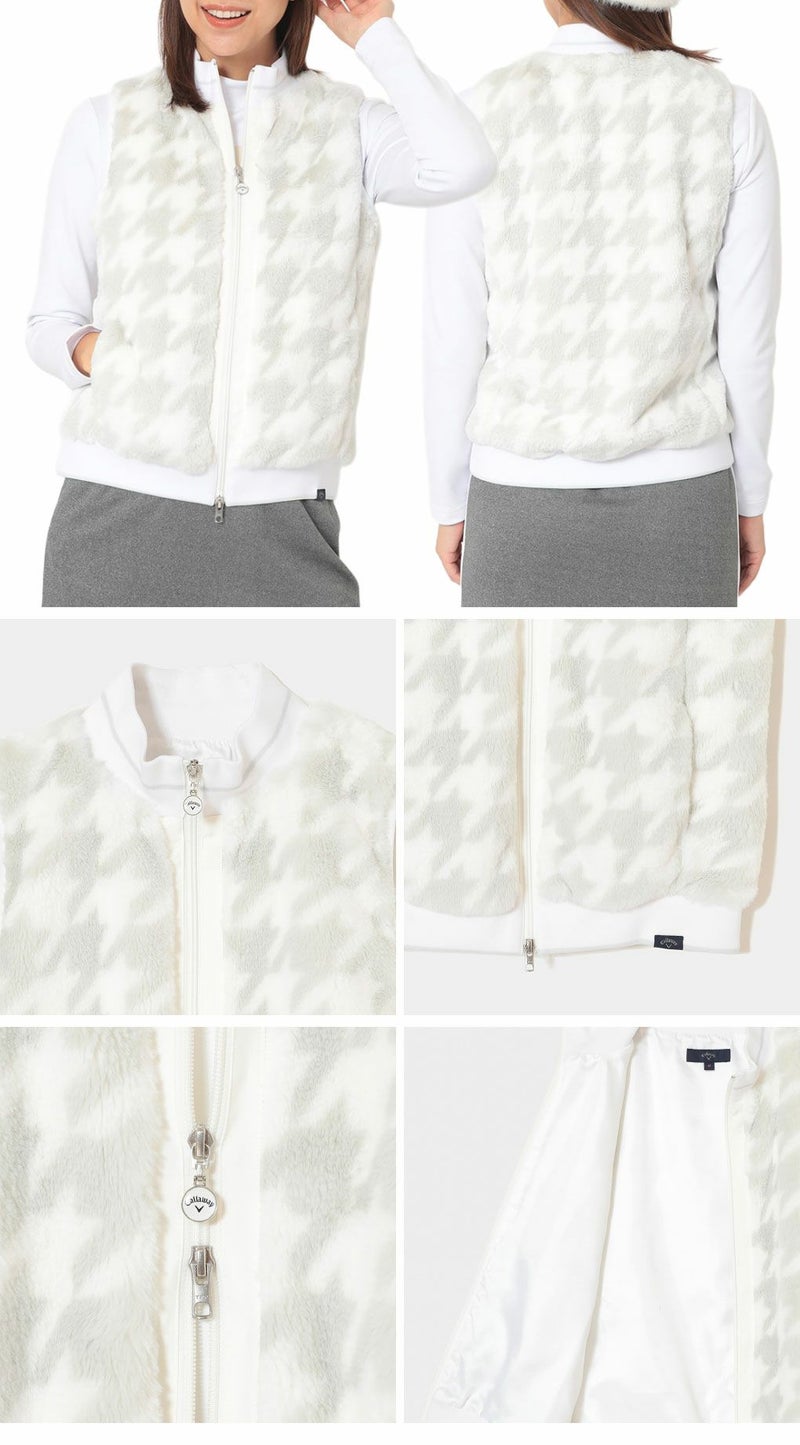 キャロウェイ千鳥プリントファーベストC25216203レディースゴルフウェア2025秋冬モデルCallaway日本正規品