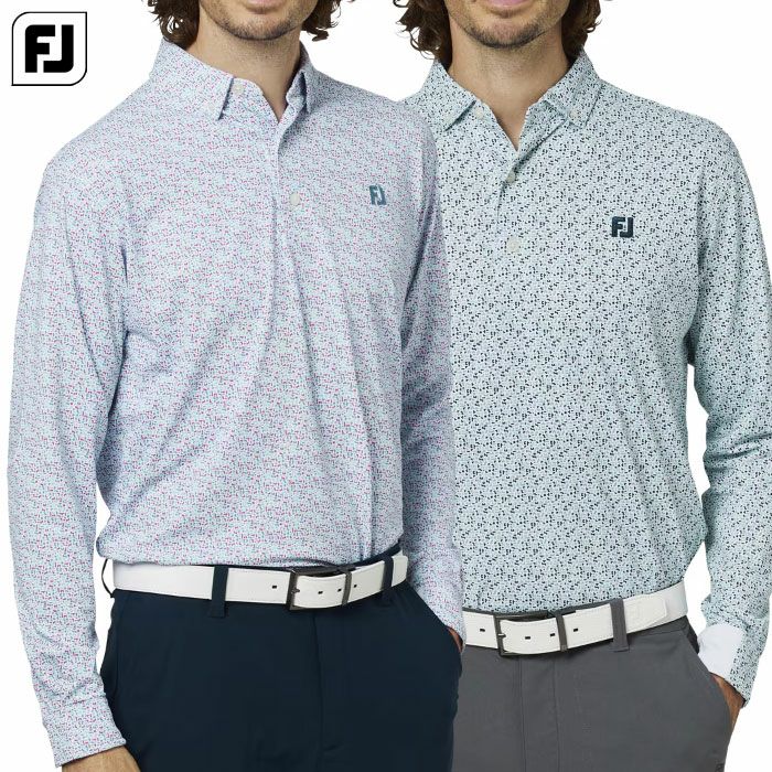 フットジョイブロックゲームプリント長袖ボタンダウンシャツFJ-F25-S12メンズゴルフウェアFOOTJOY2025秋冬モデル日本正規品