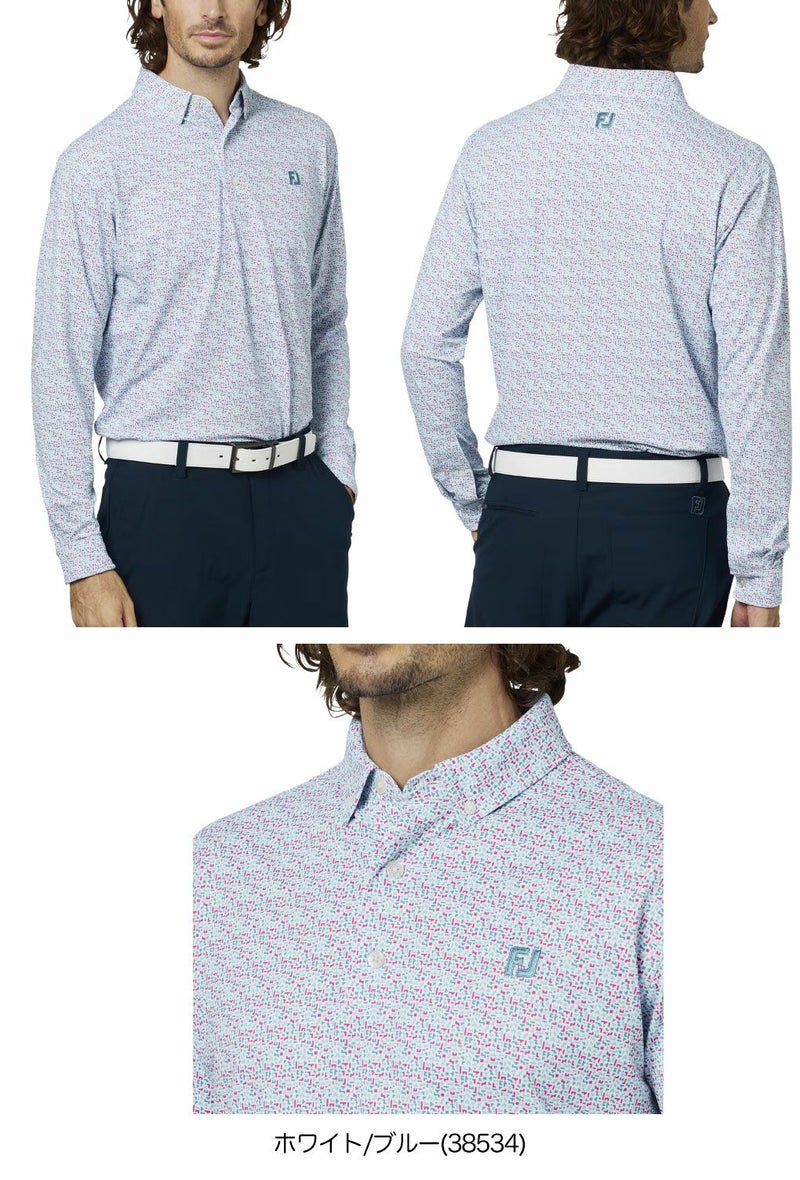 フットジョイブロックゲームプリント長袖ボタンダウンシャツFJ-F25-S12メンズゴルフウェアFOOTJOY2025秋冬モデル日本正規品