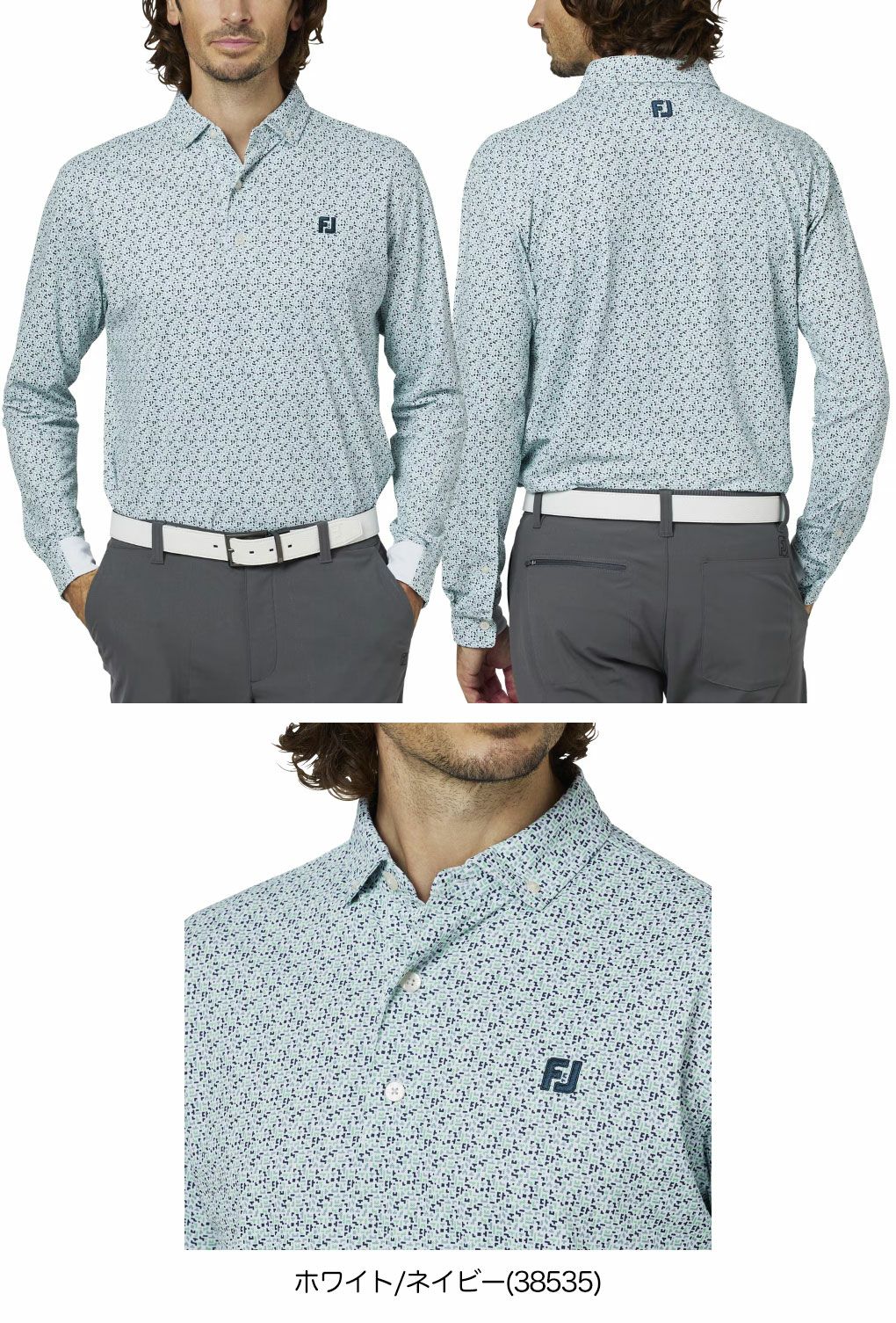 フットジョイブロックゲームプリント長袖ボタンダウンシャツFJ-F25-S12メンズゴルフウェアFOOTJOY2025秋冬モデル日本正規品