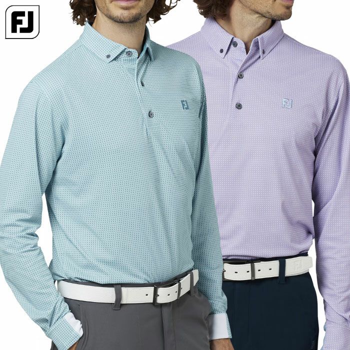 フットジョイ3Dピラミッドプリント長袖ボタンダウンシャツFJ-F25-S14メンズゴルフウェアFOOTJOY2025秋冬モデル日本正規品