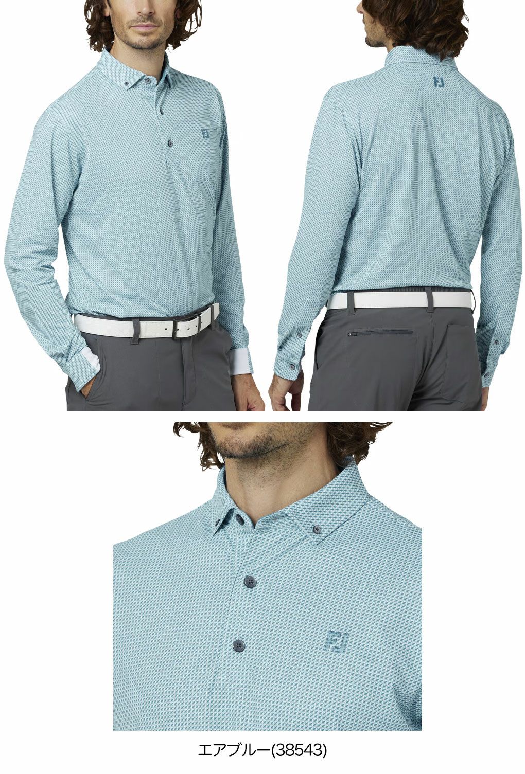 フットジョイ3Dピラミッドプリント長袖ボタンダウンシャツFJ-F25-S14メンズゴルフウェアFOOTJOY2025秋冬モデル日本正規品