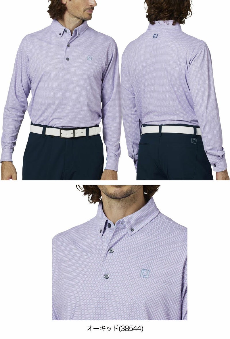 フットジョイ3Dピラミッドプリント長袖ボタンダウンシャツFJ-F25-S14メンズゴルフウェアFOOTJOY2025秋冬モデル日本正規品