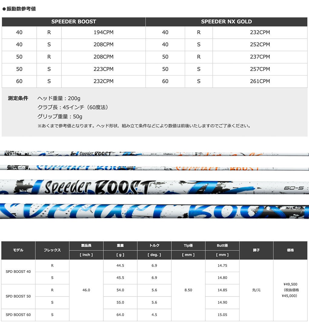 スリーブ装着 フジクラ 26 SPEEDER BOOST カーボンシャフト スピーダー
