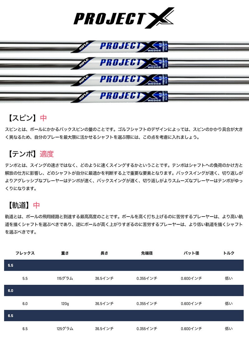 トゥルーテンパーProjectXWedgeウェッジ用単品スチールUSA直輸入品