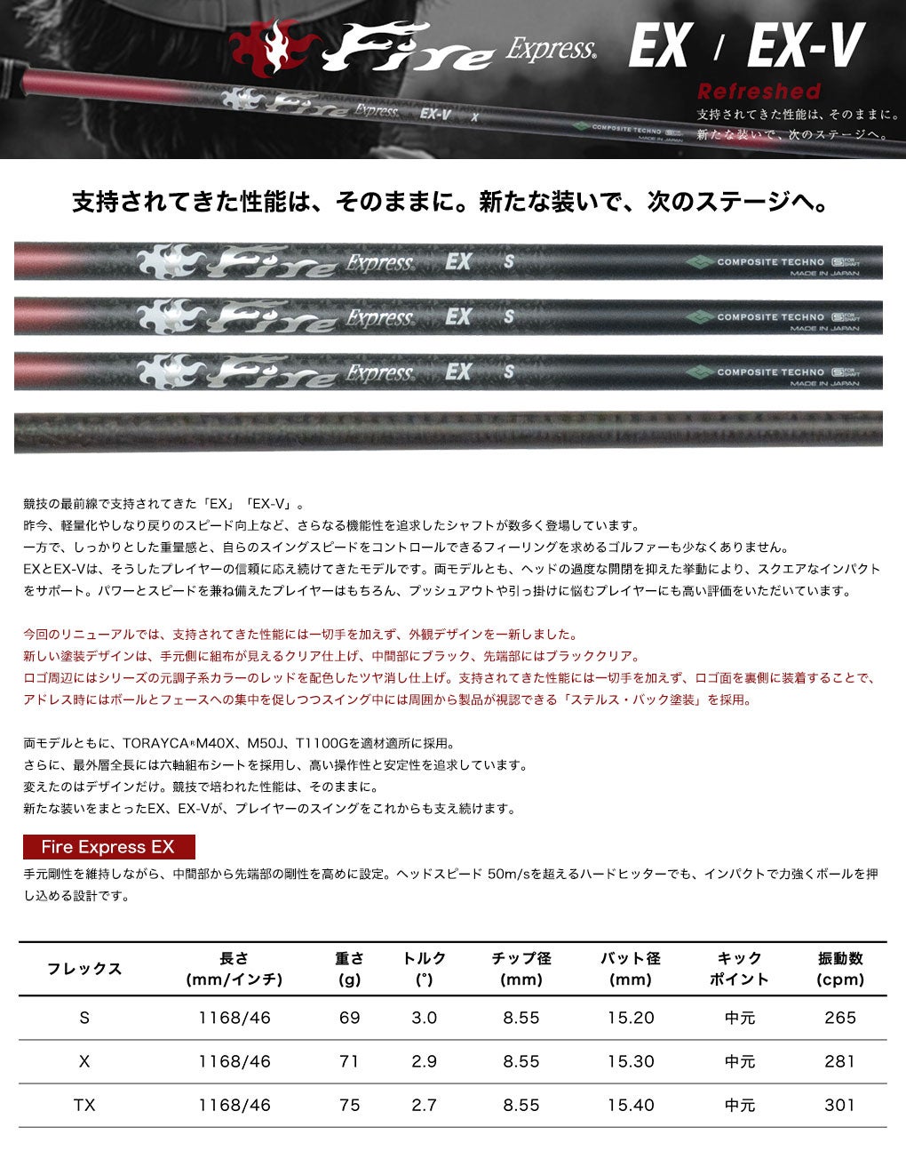 FireExpressEXスリーブ付きシャフト