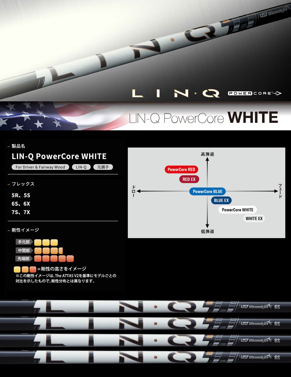マミヤLIN-QPowerCoreWHITE_スリーブ付きシャフト