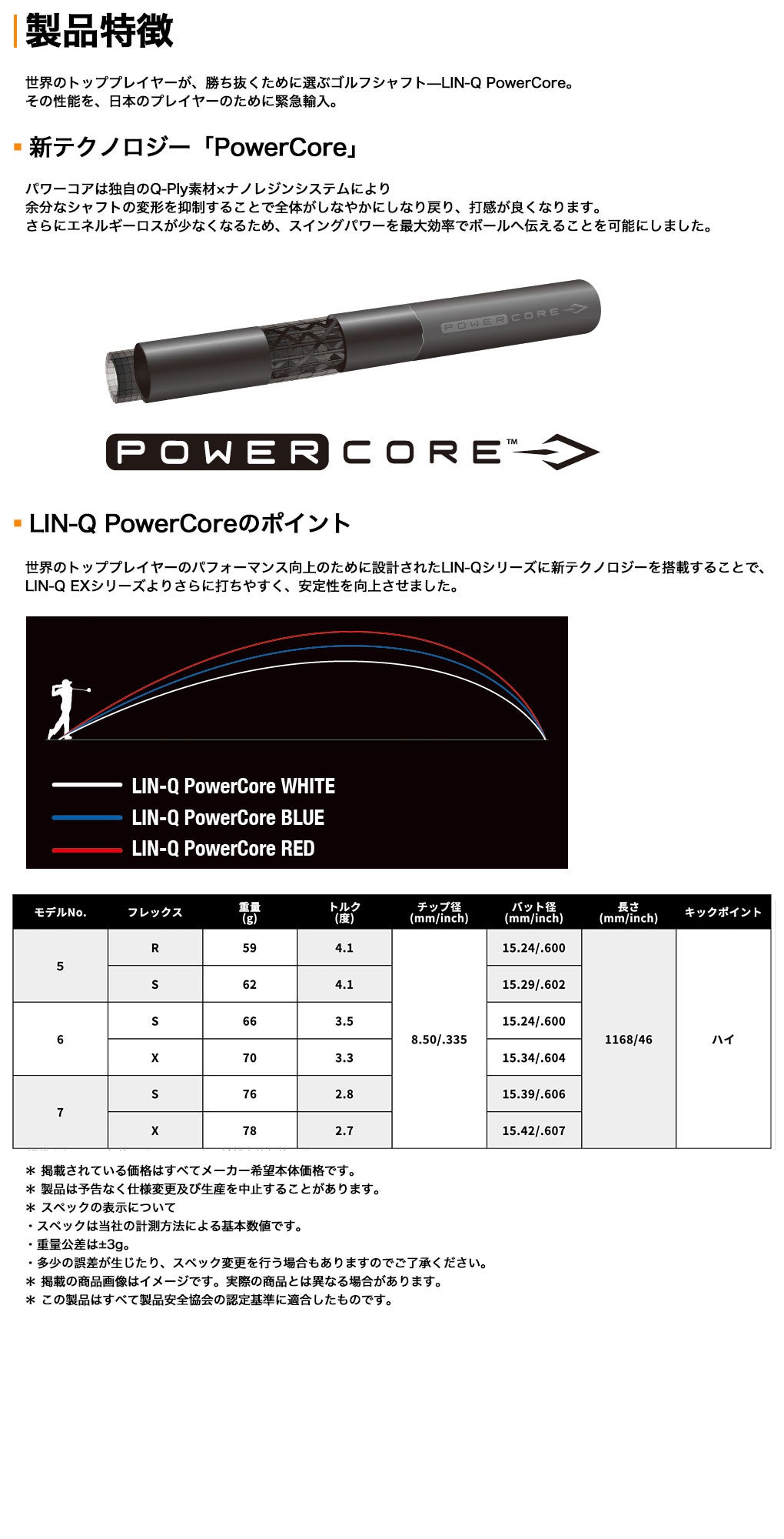マミヤLIN-QPowerCoreWHITE_スリーブ付きシャフト