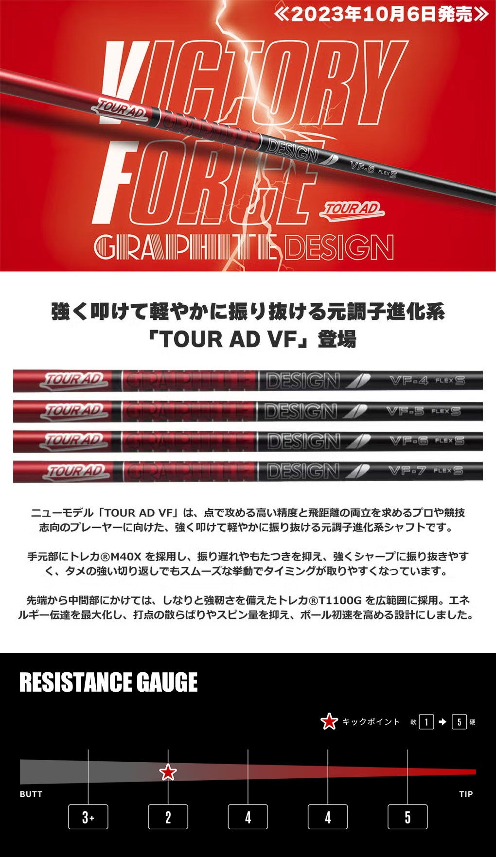 グラファイトデザインTOURADVF_カーボンシャフトスリーブ付きシャフト