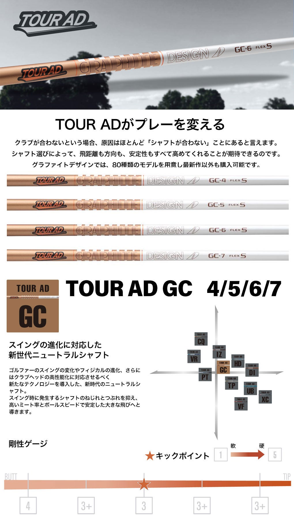 グラファイトデザインTourADGC_カーボンシャフトスリーブ付きシャフト