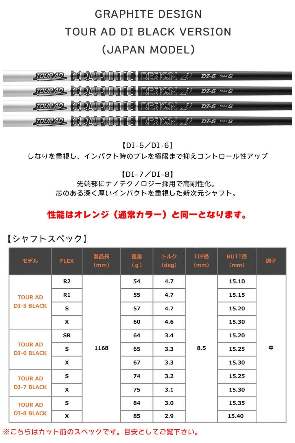 グラファイトデザインTOURADDIBK_カーボンシャフトスリーブ付きシャフト