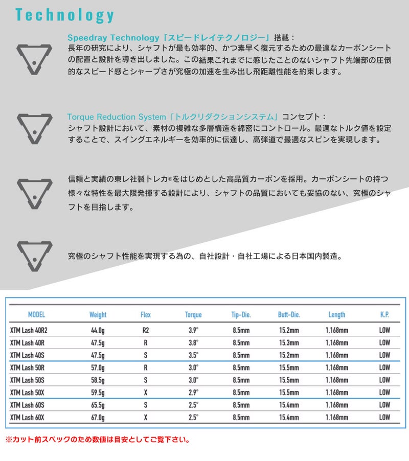 Basileus_バシレウス_XTM Lash_カーボンシャフト_ウッド用スリーブ付きシャフト
