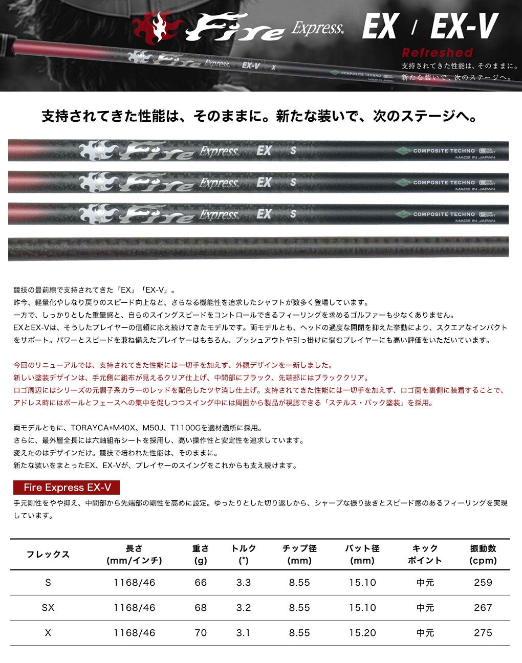 FireExpressEXスリーブ付きシャフト