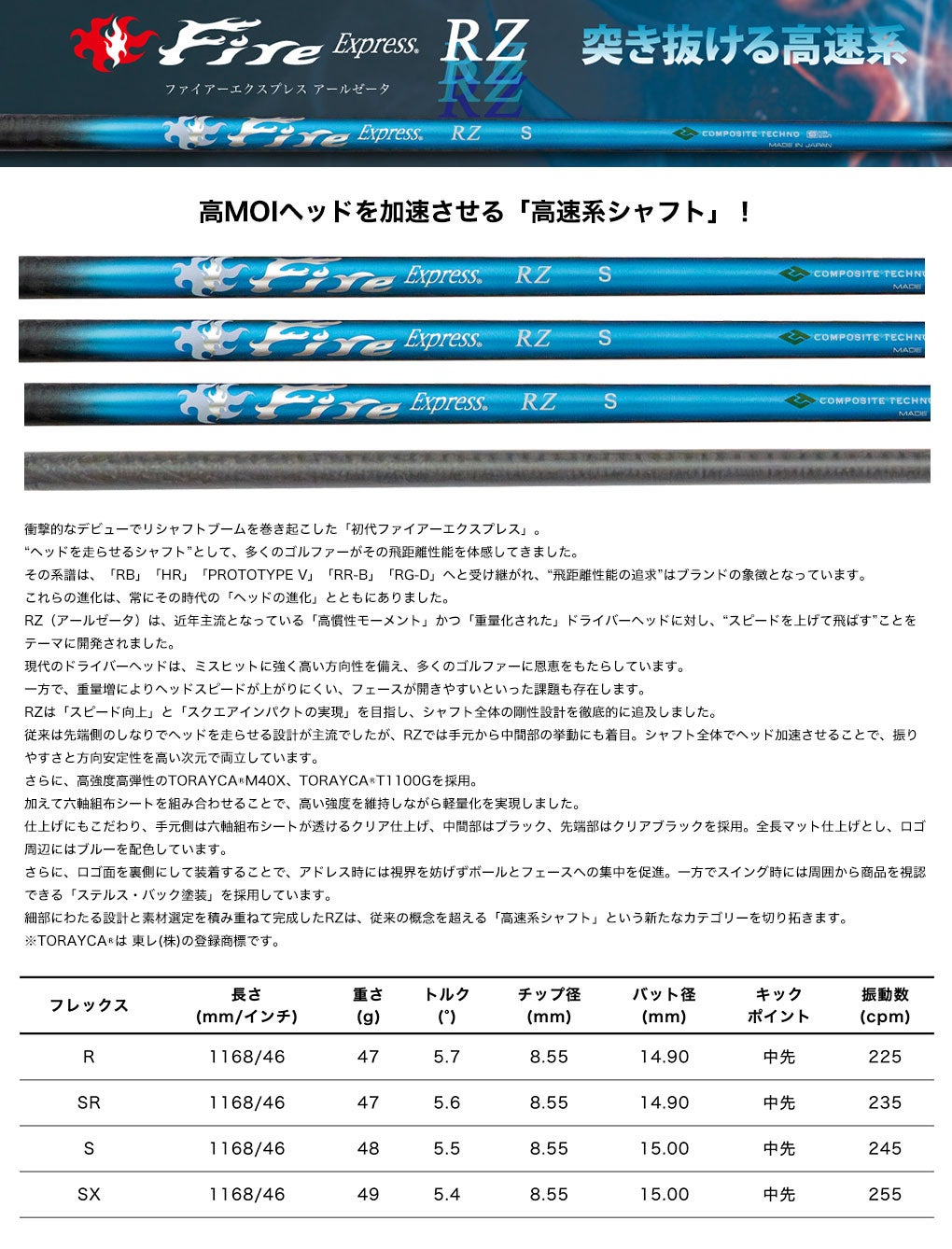 FireExpressRZアールゼータスリーブ付きシャフト