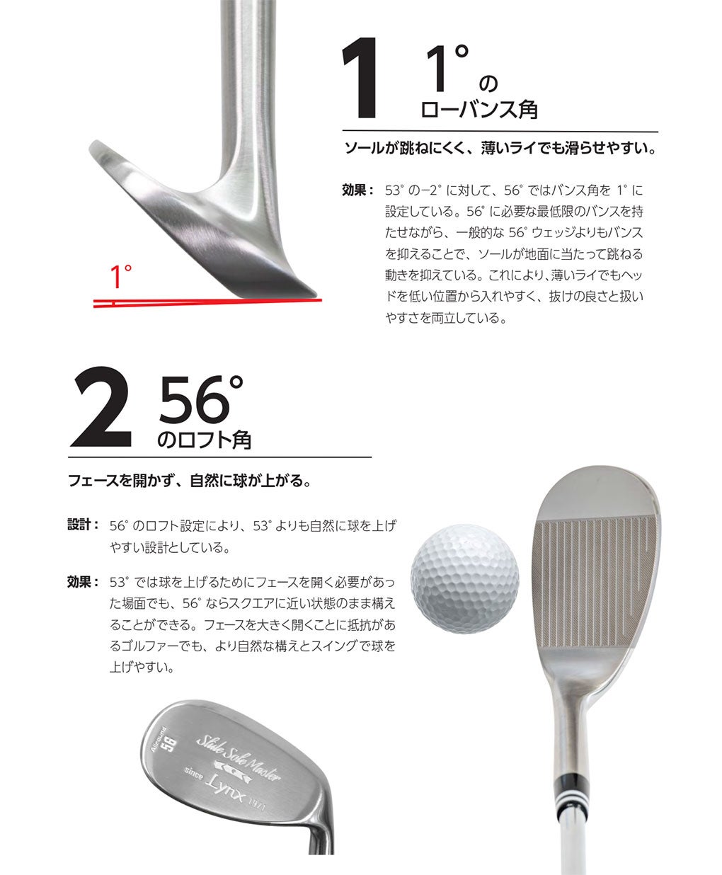 Lynxリンクススライドソールマスター56ウェッジゴルフクラブ日本正規品